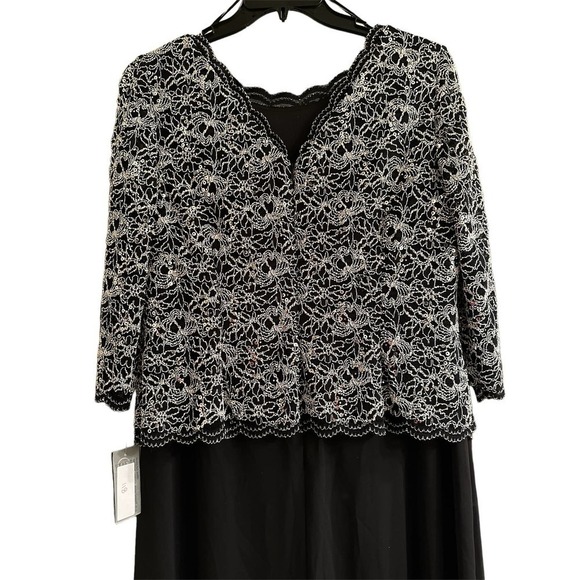 Alex Evenings Lace and Chiffon Gown with Scalloped Hem Detail Size 18 - Picture 8 of 12